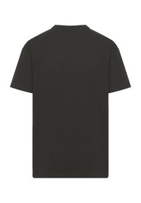 Black cotton t-shirt with a crew neck, short sleeves, and a plain back design. Soft texture with a relaxed fit. No visible patterns or accents.