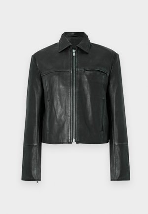 JACKET - Leren jas - worn black