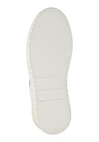White rubber sneaker sole with curved design, circular patterns, and herringbone tread. Features embossed brand name "Cruyff."