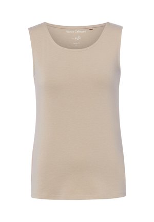 Beige sleeveless women's tank top with round neckline and regular fit, size small, by Franco Callegari.