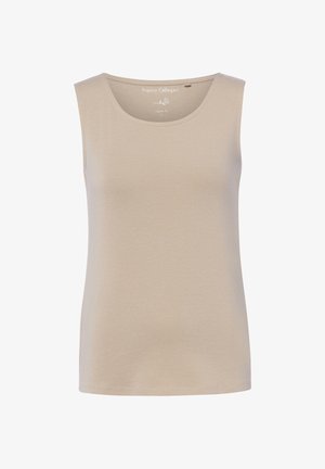 Beige sleeveless women's tank top with round neckline and regular fit, size small, by Franco Callegari.