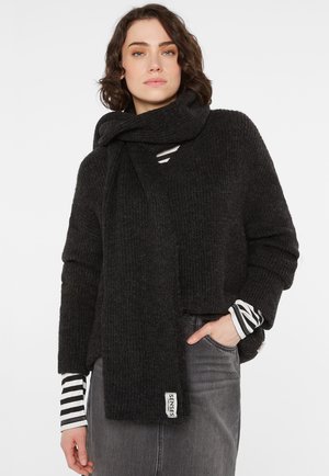 SENSES.THE LABEL, SENSES.THE LABEL SCHAL IN RIPPSTRICK - Scarf - black melange