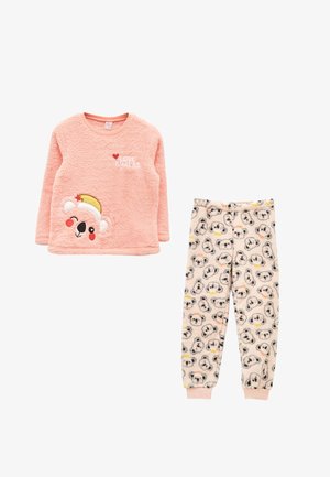 CREW NECK EMBROIDERED LONG SLEEVE SET - Pyjama - coral
