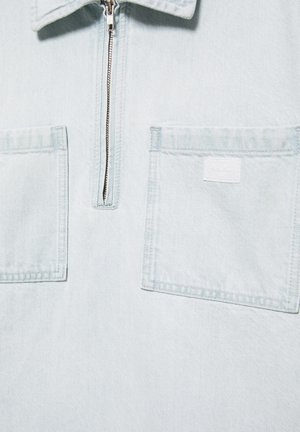 PULL&BEAR, DENIM ZIP-UP - POLO SHIRT - Poloshirt - light blue