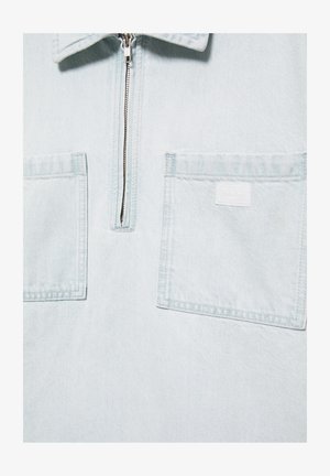 PULL&BEAR, DENIM ZIP-UP - POLO SHIRT - Poloshirt - light blue
