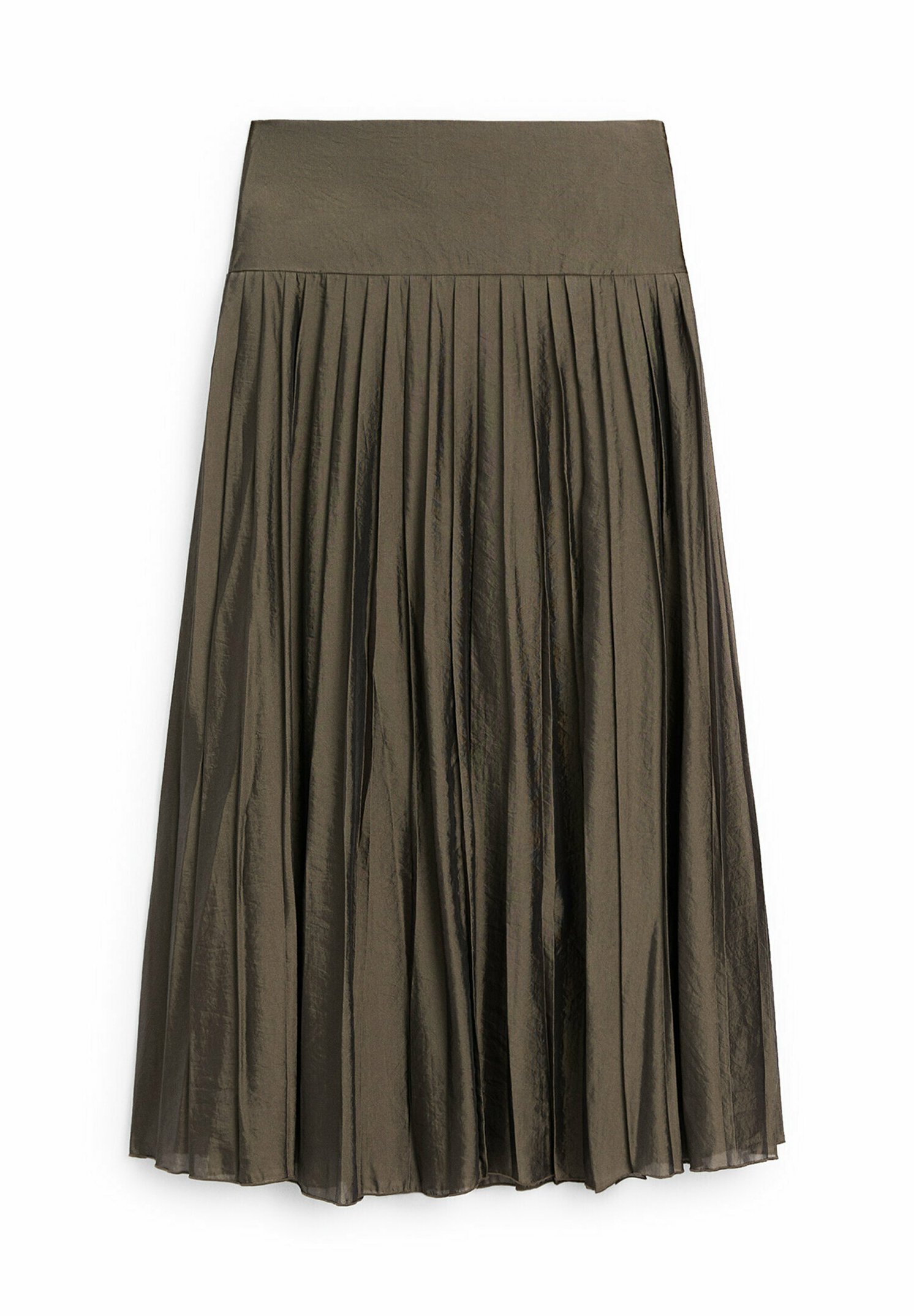 Massimo Dutti FLOWING BOX MIDI - Pleated skirt - khaki/green