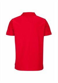 Rood poloshirt met een klassiek ontwerp, korte mouwen en een platte kraag. Gemaakt van soepele, ademende stof met zijventilatie.