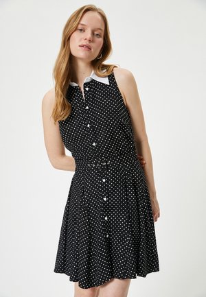 BUTTONED POLKA DOTTED  - Blusenkleid - black