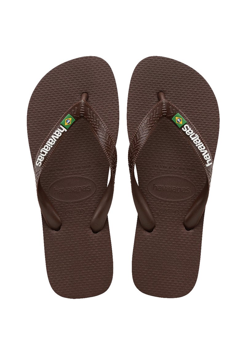 Havaianas - BRASIL LOGO BUTTERCREAM UNISEX - T-sandali - dark brown/white, Povečajte