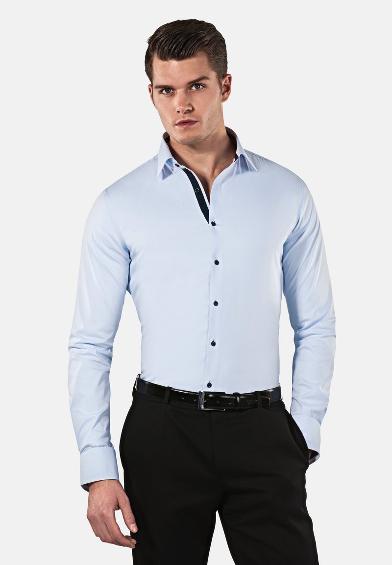 Vincenzo Boretti SUPER TAILLIERT STRETCH - Chemise - eisblau dunkelblau