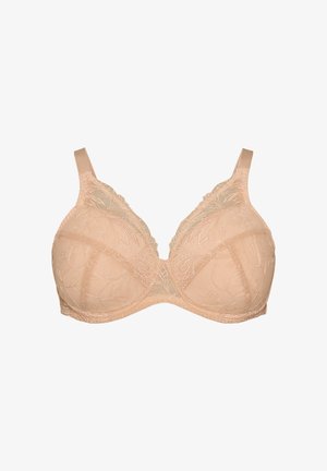 Devoted By Zizzi, GEPOLSTERTER SPITZEN-BH MIT BÜGEL - Σουτιέν με μπανέλα - beige
