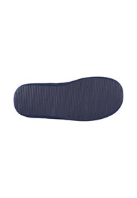 Suela de goma de color navy con franjas horizontales texturizadas; punta y bordes redondeados; cuenta con ranuras para tracción y estabilidad.