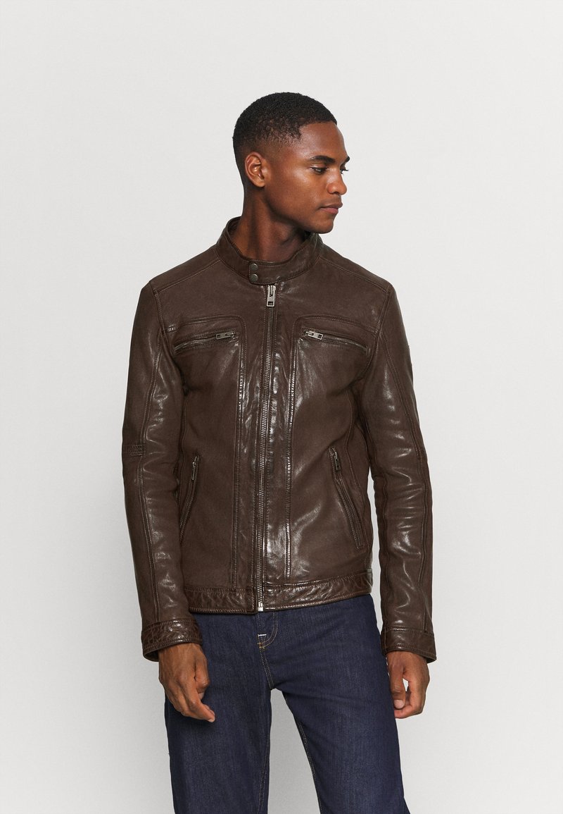 Oakwood DRINK - Leather jacket - chocolate/dark brown - Zalando