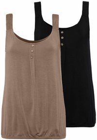 LASCANA 2 PACK - Linne - taupe+schwarz