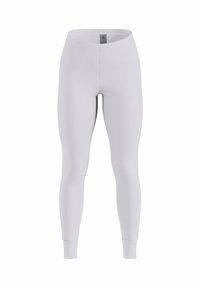 White seamless thermal leggings with fitted ankles and a small logo on the left thigh, set against a white background.