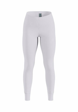 White seamless thermal leggings with fitted ankles and a small logo on the left thigh, set against a white background.