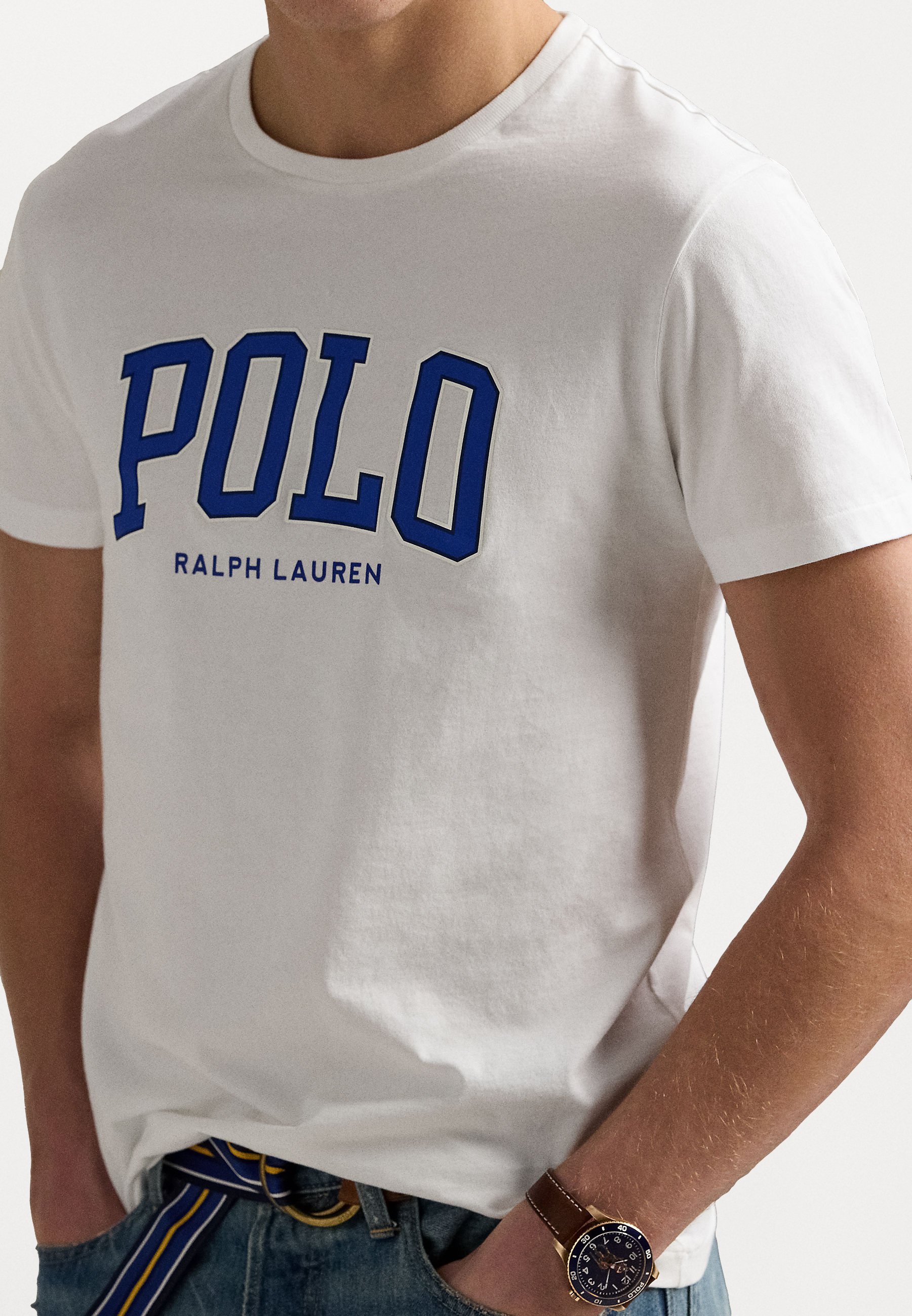 Tシャツ・カットソー Ralph Lauren Shirts (211970691007 1879A WHITE POND BLUE) Polo Ralph Lauren SHORT SLEEVE - Print T-shirt - white
