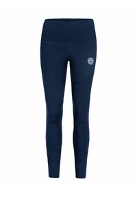 Leggings navy realizzati in tessuto elastico, con vita alta e dettaglio del logo. Texture liscia con pannelli accentuati per una vestibilità migliorata.