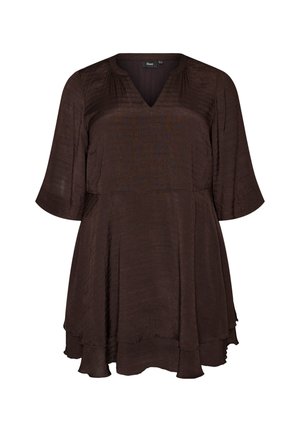 Zizzi, A-LINIEN-KLEID MIT GESTUFTEN RÜSCHEN - Vestido informal - braun