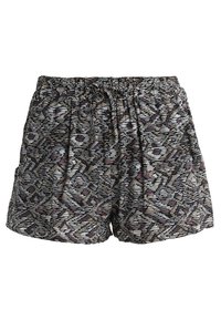 Shorts à motifs avec un dessin géométrique multicolore, taille élastique, poches latérales et tissu léger.