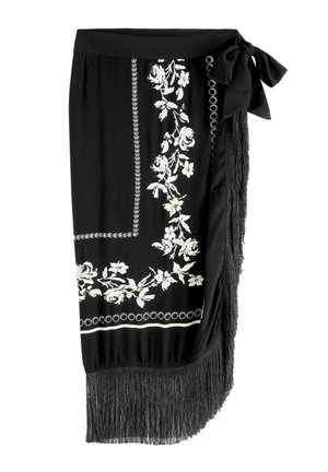 REGULAR FIT - MONO EMBROIDERED TASSEL SARONG - Accessorio da spiaggia - black