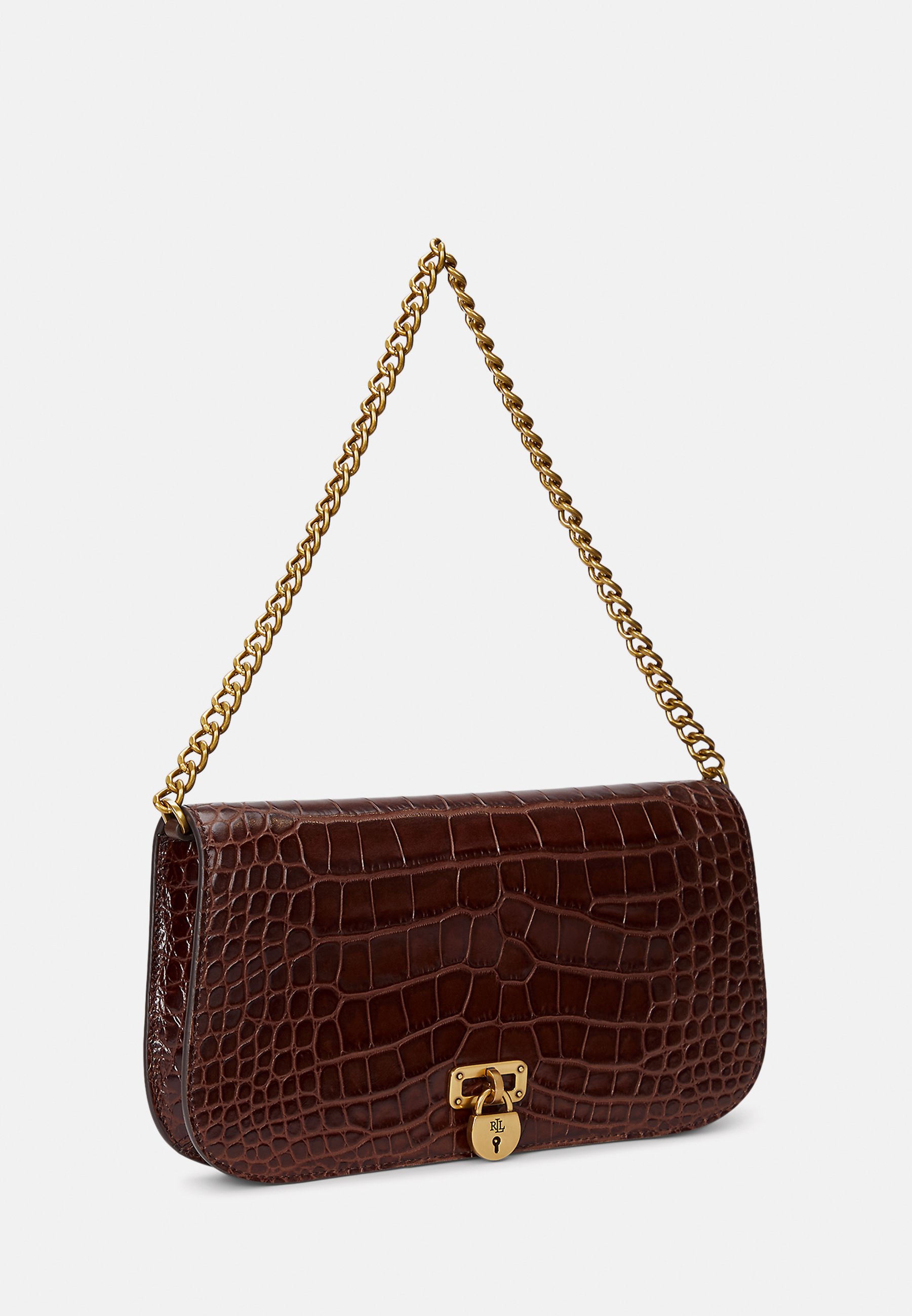 Lauren Ralph Lauren CROC EMBOSSED MEDIUM TANNER SHOULDER BAG