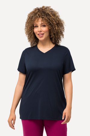 Ulla Popken, FUNKTIONS ANTIBAKTERIELL V-AUSSCHNITT HALBARM - Camiseta básica - navy blue