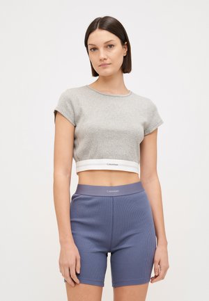 RIB CROP TEE COTTON STRETCH RIB - Zgornji del pižame - grey heather