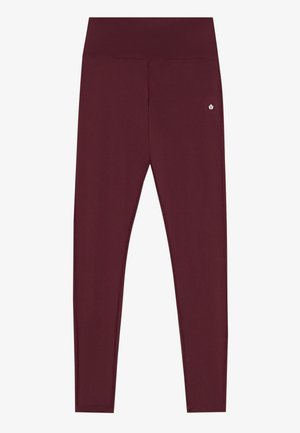 Leggings bordo realizate dintr-un material elastic, cu o talie lată, având un detaliu mic cu logo pe față. Design neted și ajustat.