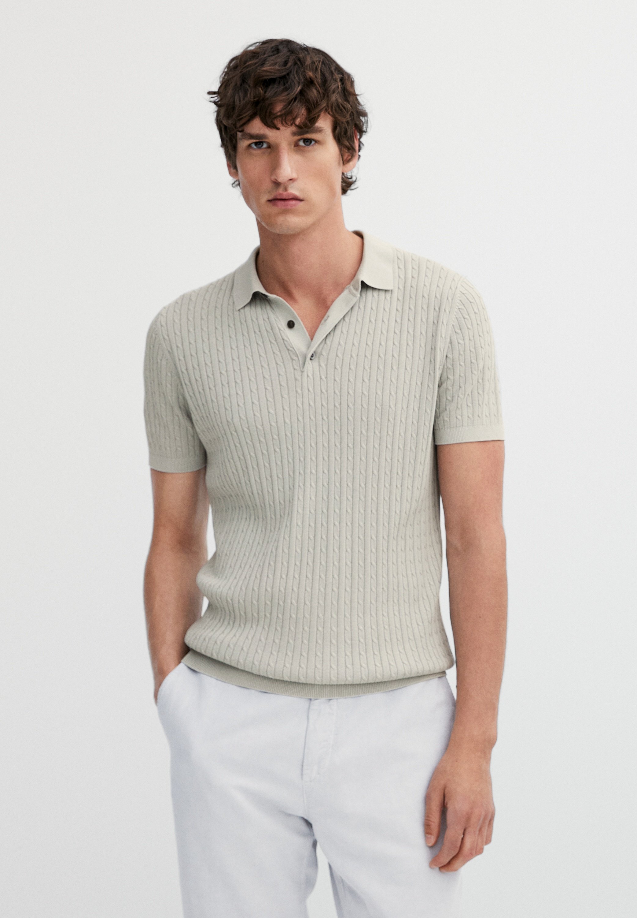 Massimo Dutti SHORT SLEEVE CABLE KNIT 