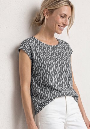Street One, DROPPED SHOULDER SHIRT IM AUSBRENNER-LOOK - T-shirt imprimé - clay sand