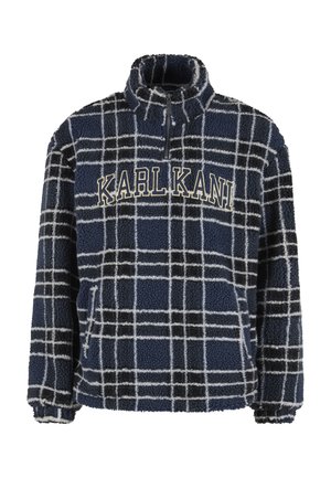 Karl Kani, VICTORIAN CHECK TEDDY TROYER - Fleecepullover - dark blue dark grey off white