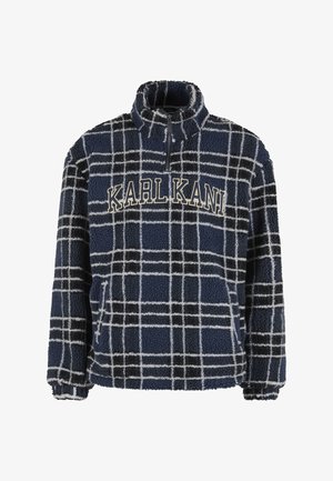 Karl Kani, VICTORIAN CHECK TEDDY TROYER - Fleece trui - dark blue dark grey off white