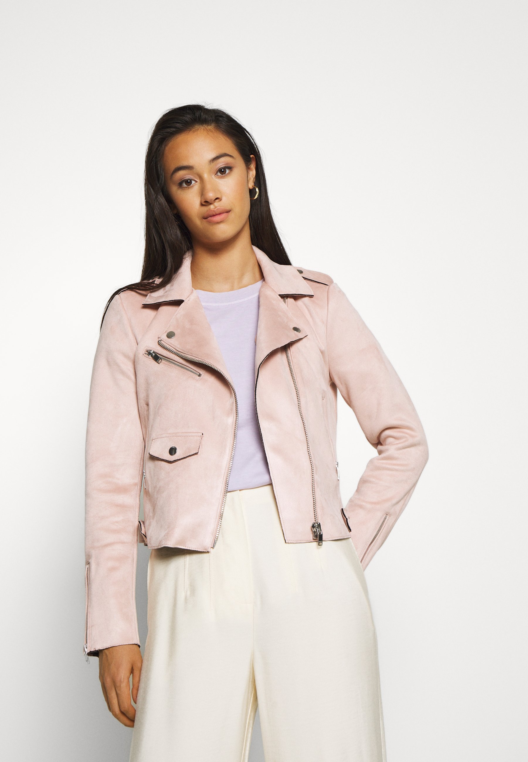 light pink leather jacket