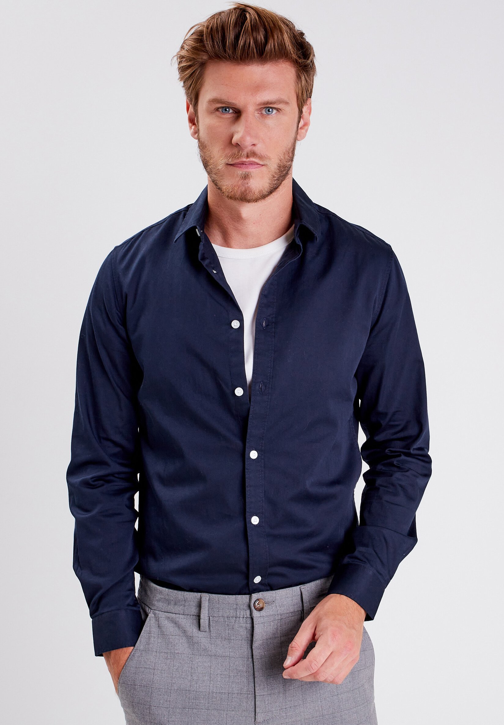Chemise Bonobos Homme Slim Fit Imprimé Pois - Bleu, Coton, Manches Longues, Taille L