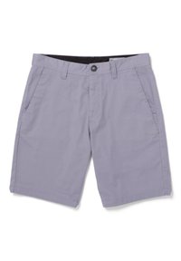 Lys grå shorts med flad front, to sidelommer og en enkelt knaplukning. Lavet af blødt, holdbart bomuldsstof.