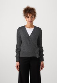 Vero Moda Tall VMRUBELLEFILE WRAP CARDIGAN - Adīta jaka - medium grey melange