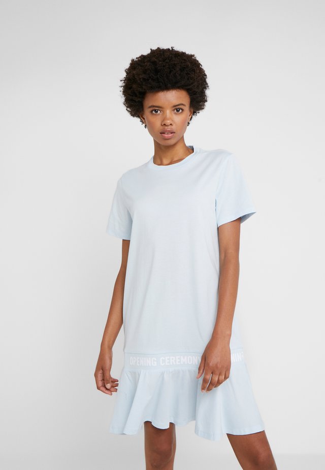SCALLOP LOGO CROP DRESS - Jerseykjoler - dust blue