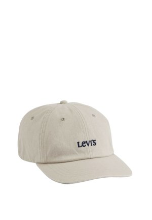 Beige Levi's baseballkasket med buet skygge og broderet logo på fronten midt.