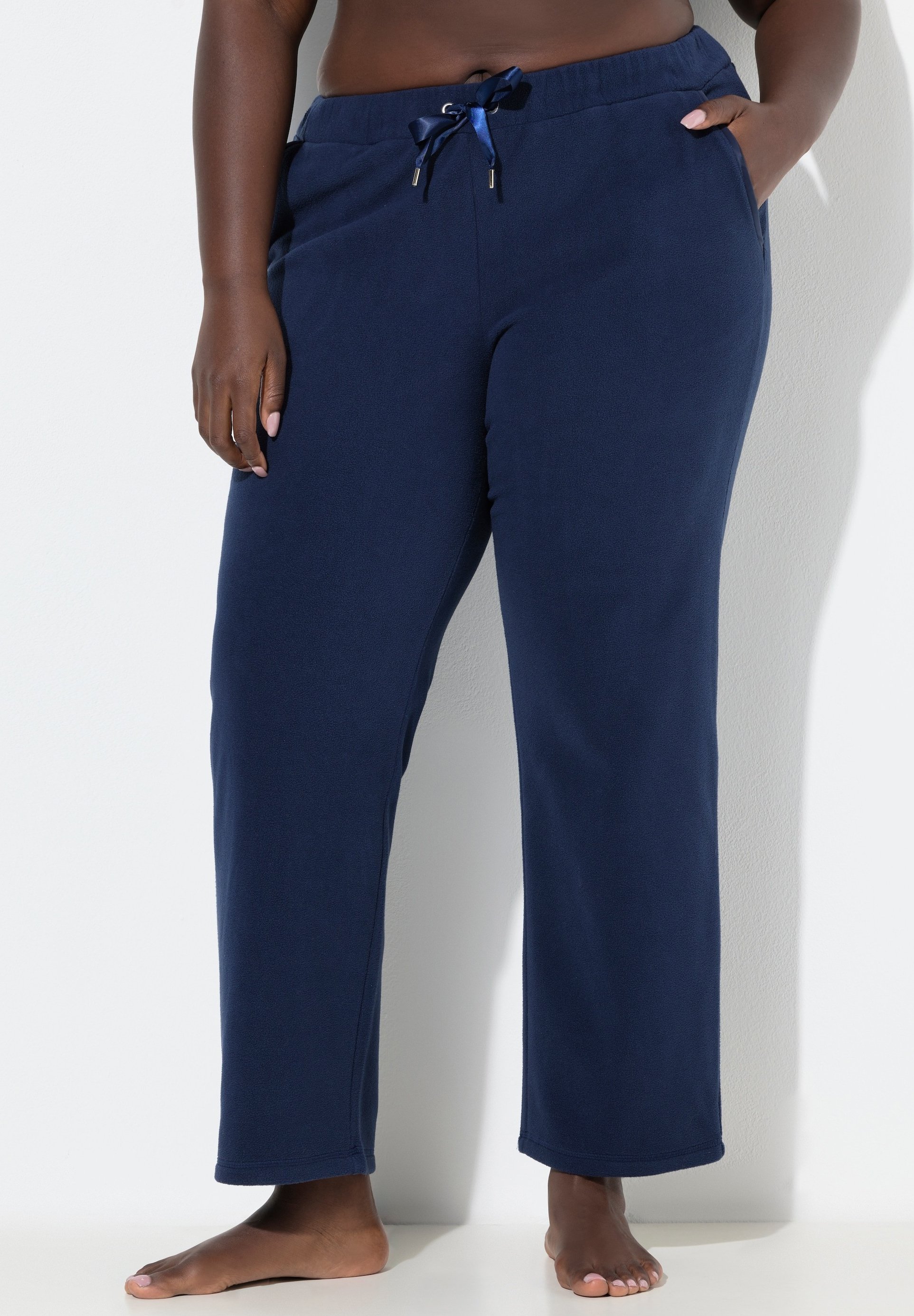 Pantaloni Da Jogging Donna 100% Cotone Neri Taglio Dritto Vita Elasticizzata Blu