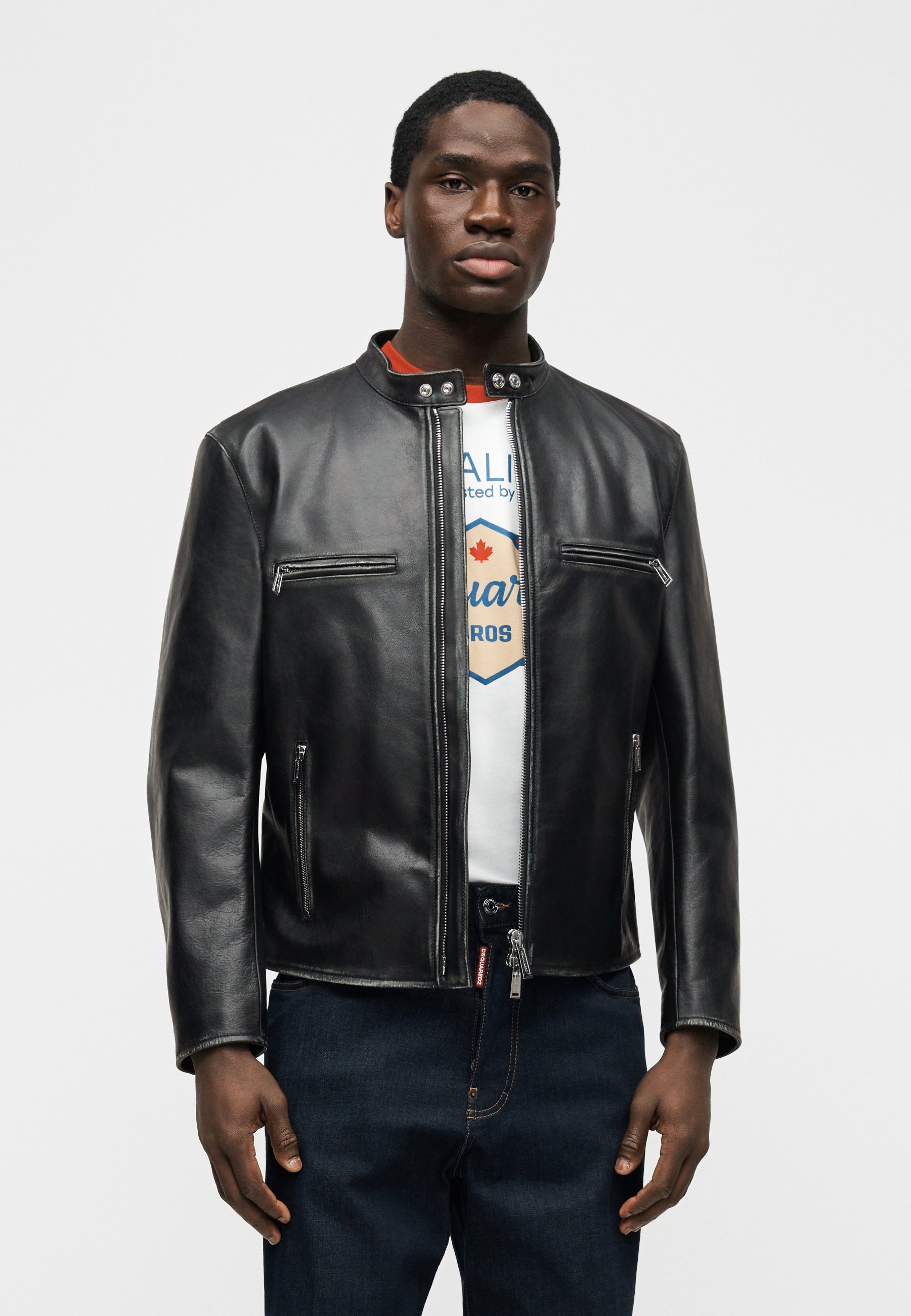 Dsquared2 BAD BOY BIKER - Leather jacket - black - Zalando.co.uk