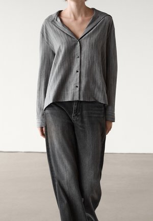 Button-down blouse - dark grey