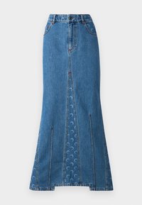 MOON LASER LONG SKIRT - Farkkuhame - light blue