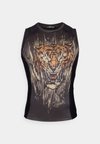 TIGER RASHGUARDS SLEEVELESS - Μπλούζα - black/neon orange
