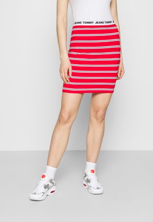 STRIPE BODYCON MIDI SKIRT - Kokerrok - deep crimson/multi