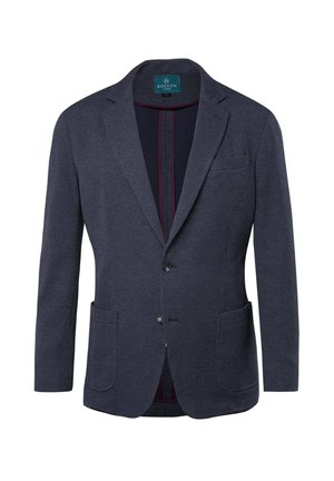 Námořnický texturovaný blazer s klopou, dvěma předními kapsami a kapsou na prsou. Uvnitř se nachází tmavé podšívka s vínovým akcentem.