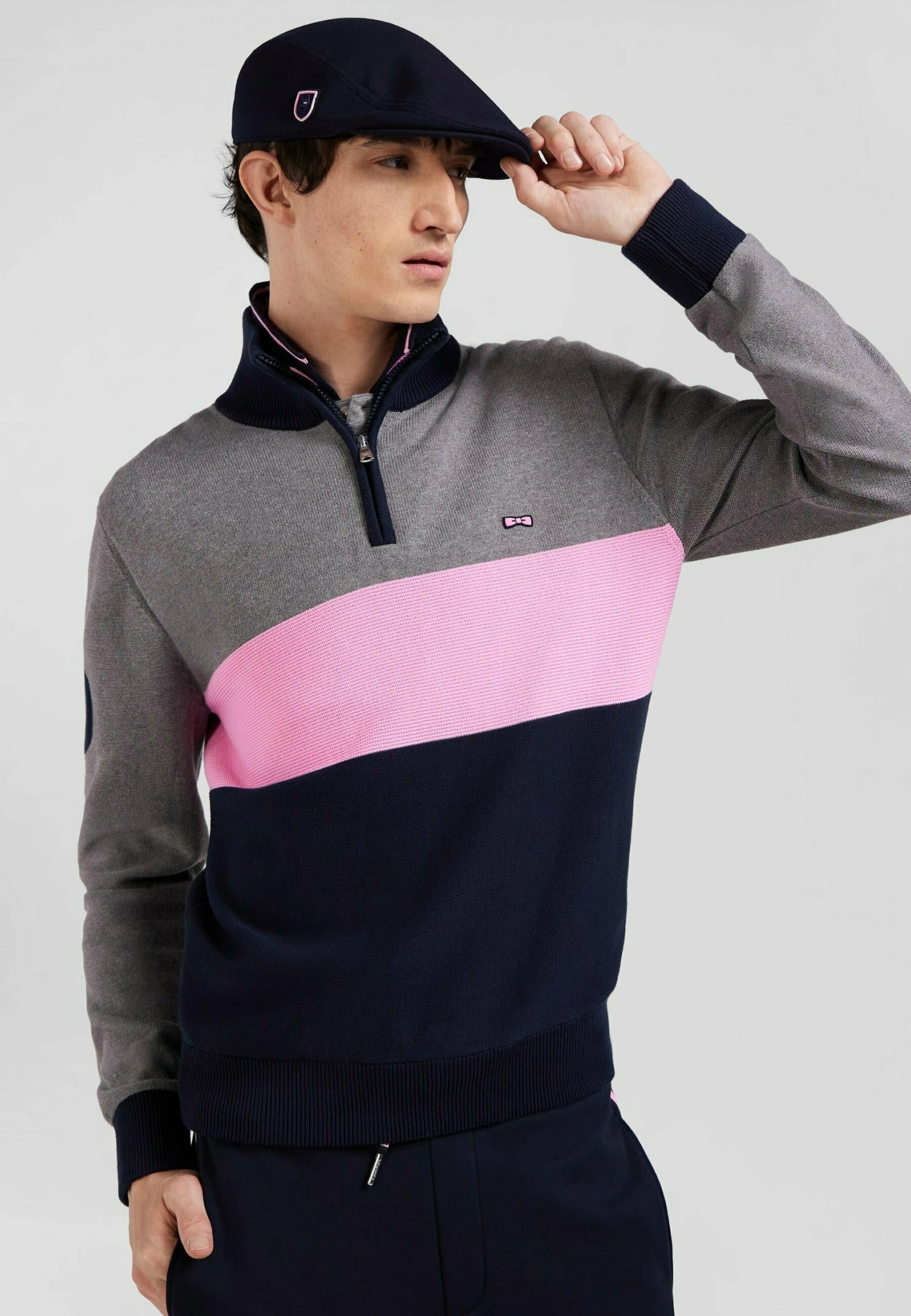 Pull Eden Park Homme - Taille L, Laine, Couleur Bleu Et Rose, Occasion Très Bon état