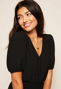 Friends Like These PUFF SLEEVE V NECK MIDI  - REGULAR FIT - Denné šaty - black