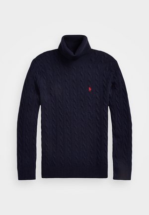 Polo Ralph Lauren CABLE WOOL CASHMERE ROLL NECK JUMPER - Strikkegenser - hunter navy