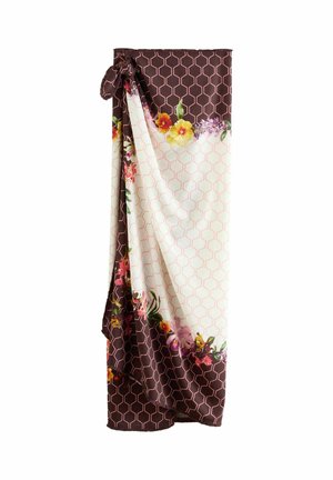 REGULAR FIT - GEO FLORAL COVERUPS - Strandaccessoire - ecru/chocolate